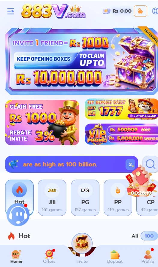 Enjoy unlimmited bonuses and rewards with 883V Game.