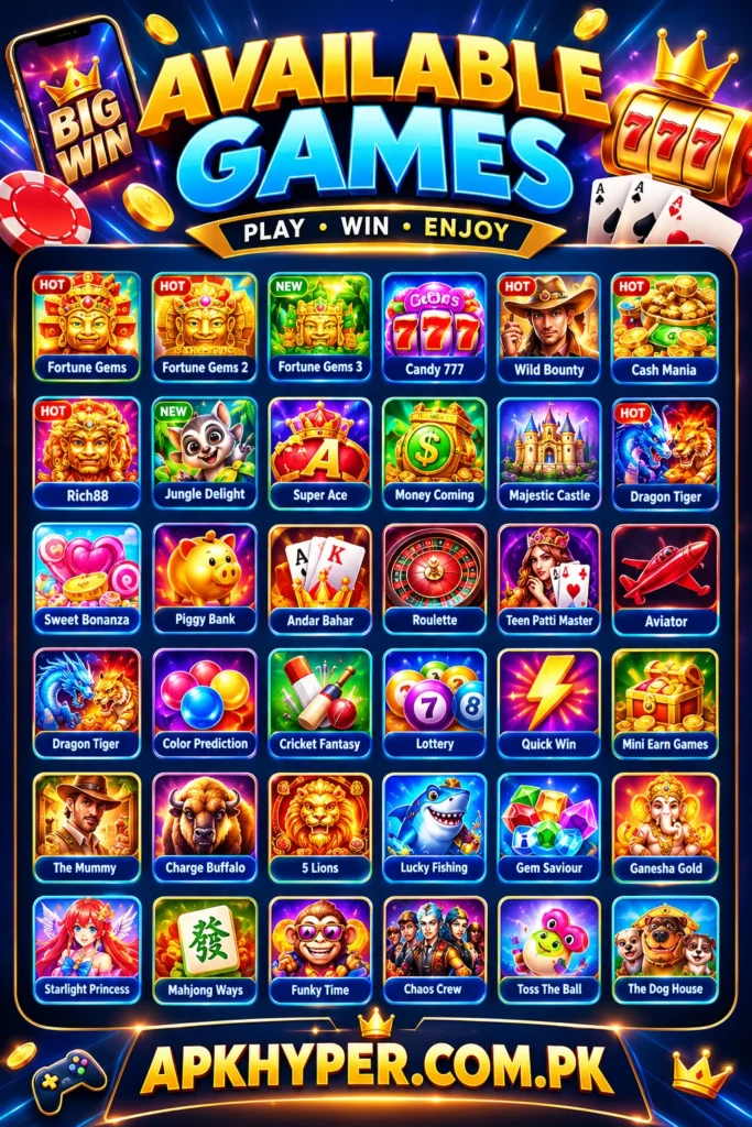 Explore Trending Games available in 888PKR APK 2026