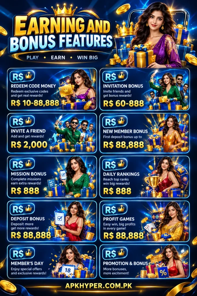 R988 Game APK Earning and Reward fetaures