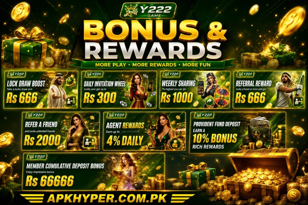 Y222 Game APK Bonus and Reward Opportunties For Beginners and Old players