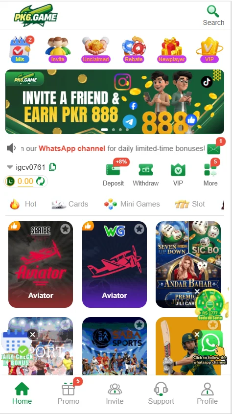 PK6 Game Latest APK With VIP Agent Program in Pakistan